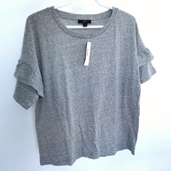 J. Crew Tops - J. Crew Gray Ruffle Sleeve Shirt